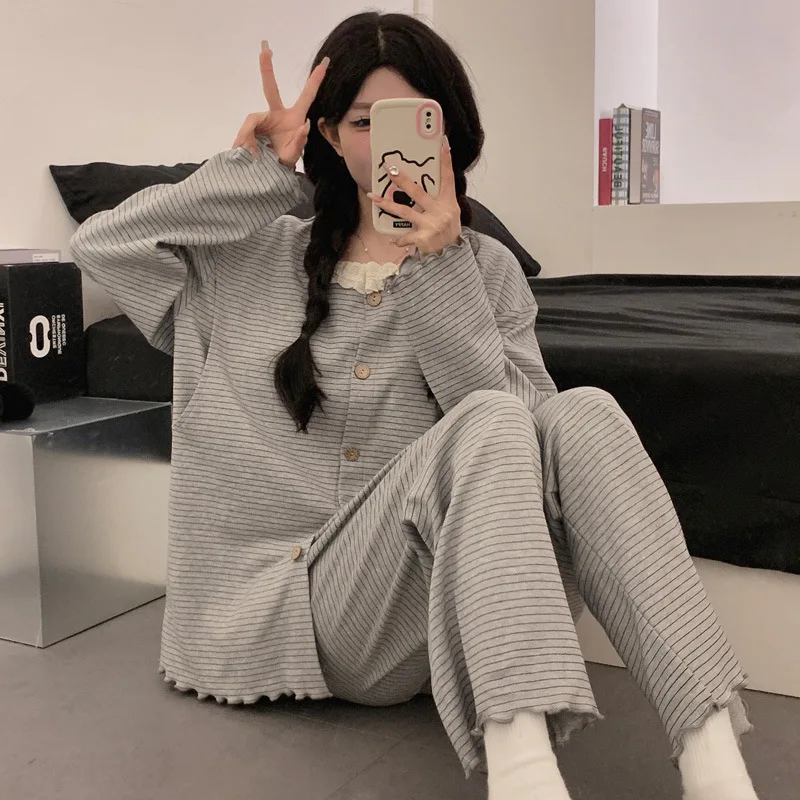 Pijama lactancia algodón para embarazo – camisón de amamantar - imagen 3