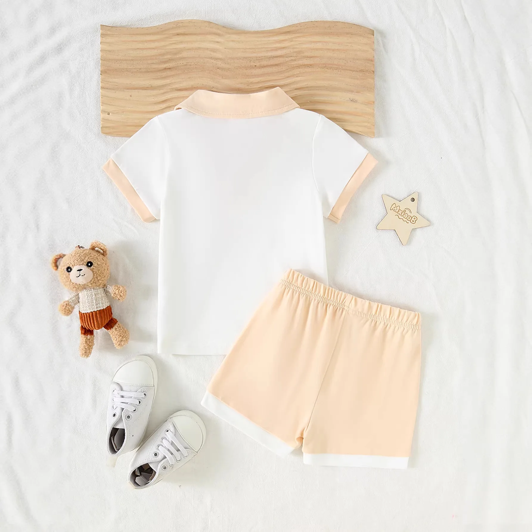 Conjunto de verano infantil con polo manga corta de oso y pantalón corto - imagen 4