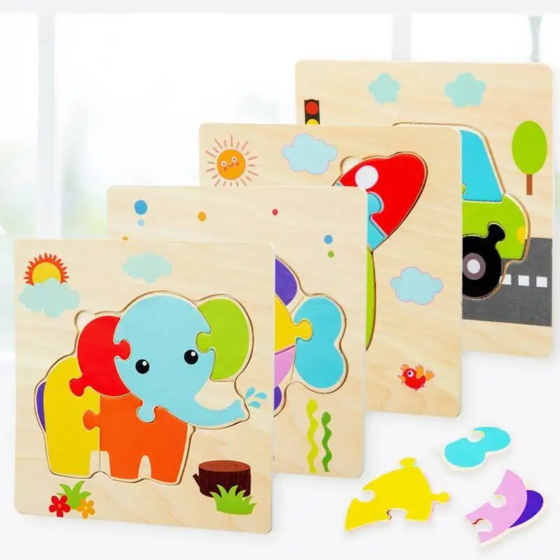 Rompecabezas Montessori de madera con animales y vehículos - imagen 3