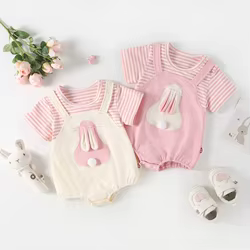 MILANCEL 2024 Mono de verano para niñas pequeñas con conejito
