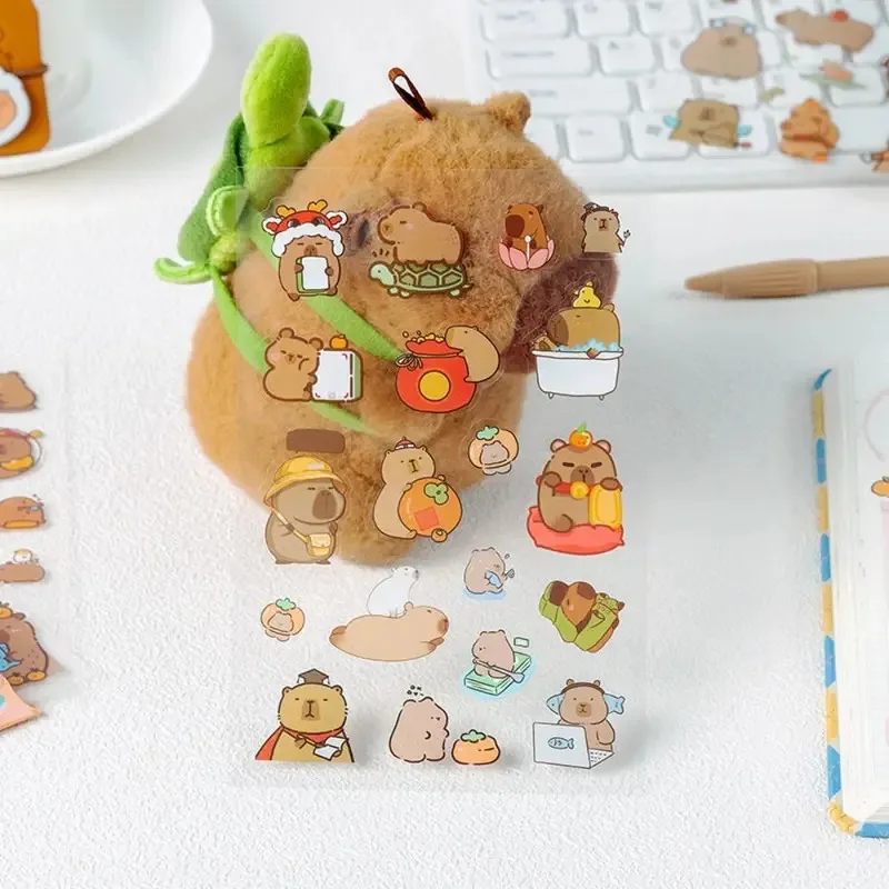 Pegatinas transparentes impermeables de capibara estilo kawaii - imagen 3