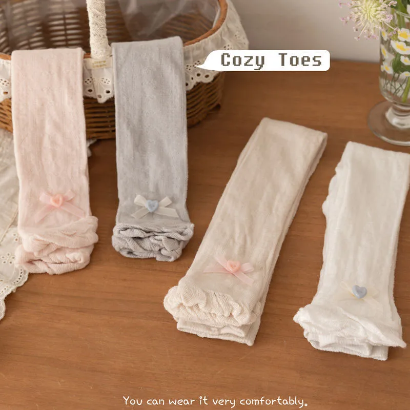 Leggings cortos de malla fina para niñas con lazo ventilado - imagen 4