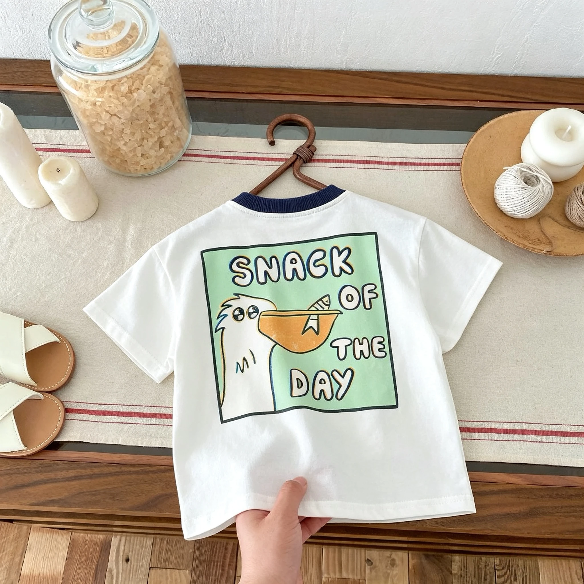 Camiseta infantil de algodón con estampado dibujos estilo verano