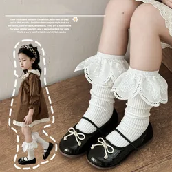 Calcetines de primavera para niña con diseño princesa y encaje suave