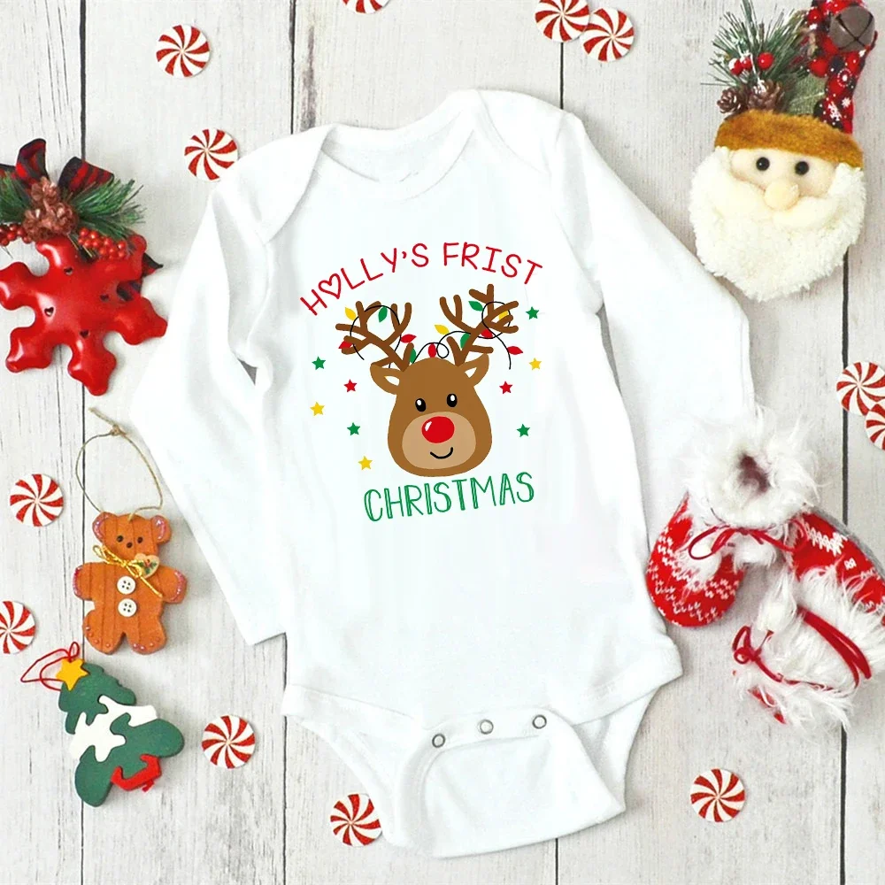 Body bebé personalizado Navidad – manga larga recién nacido unisex - imagen 4