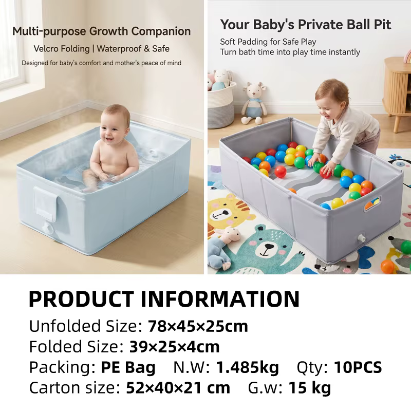 Bañera plegable infantil lista para transportar