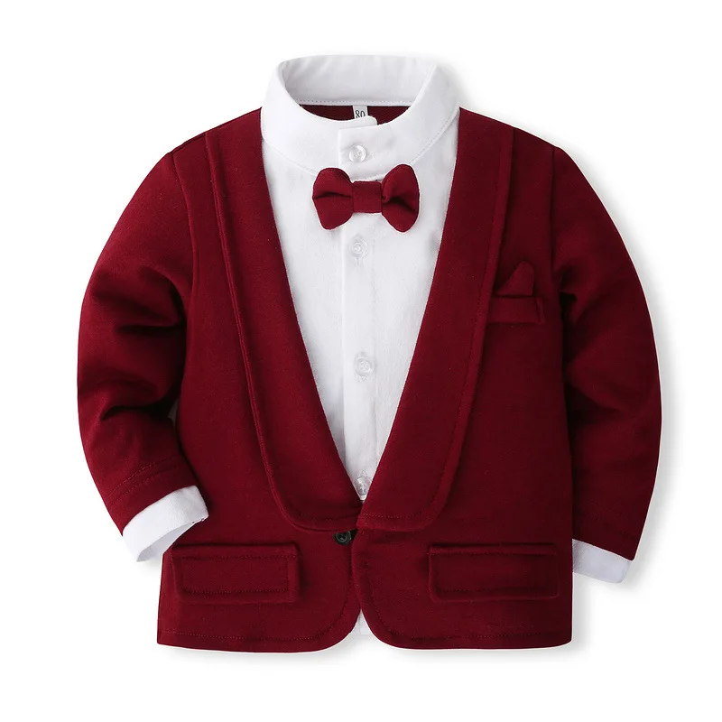 Conjunto recién nacido algodón suave manga larga y pantalón rojo - imagen 4