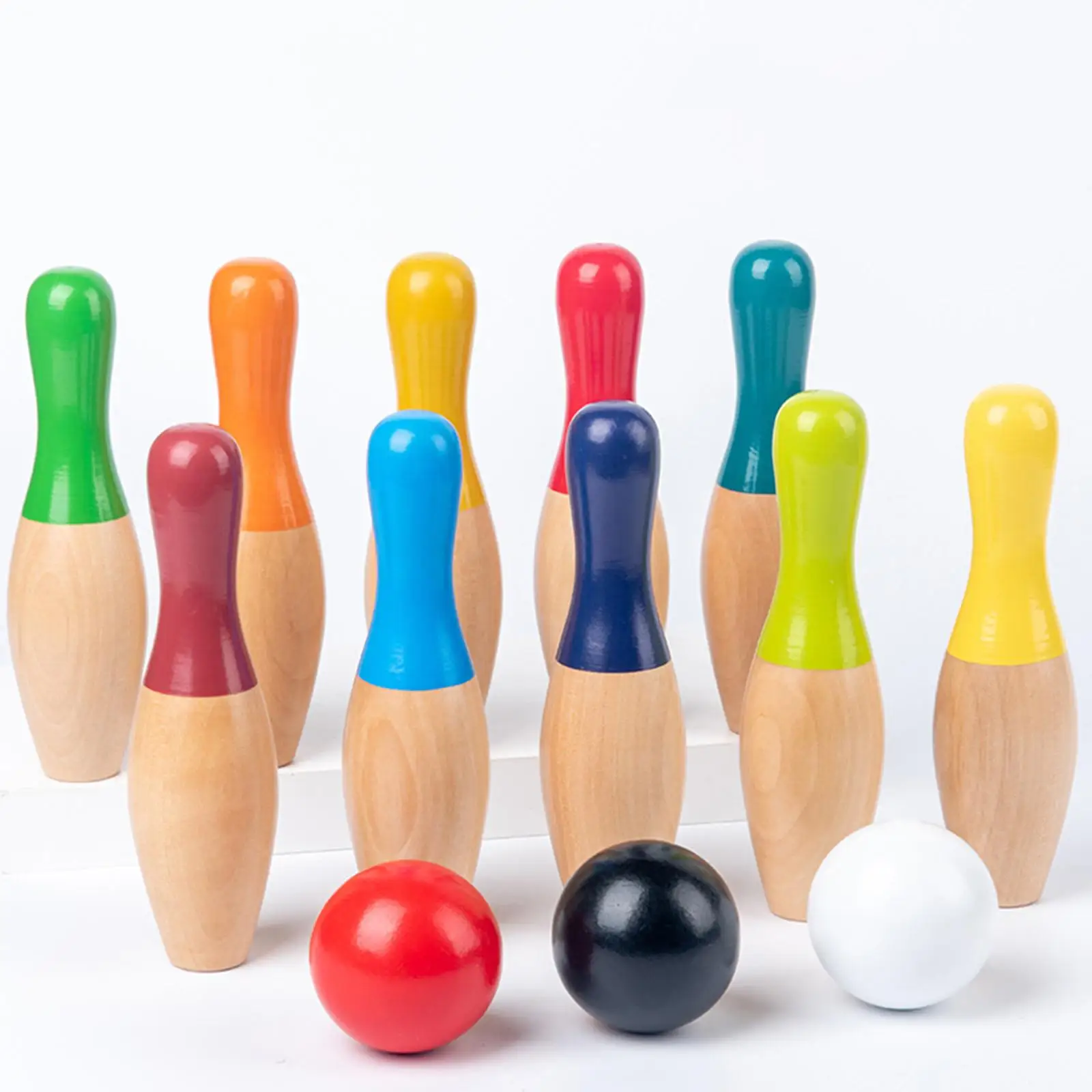 Juego de bolos en madera infantil con bolas y pinos para patio - imagen 5