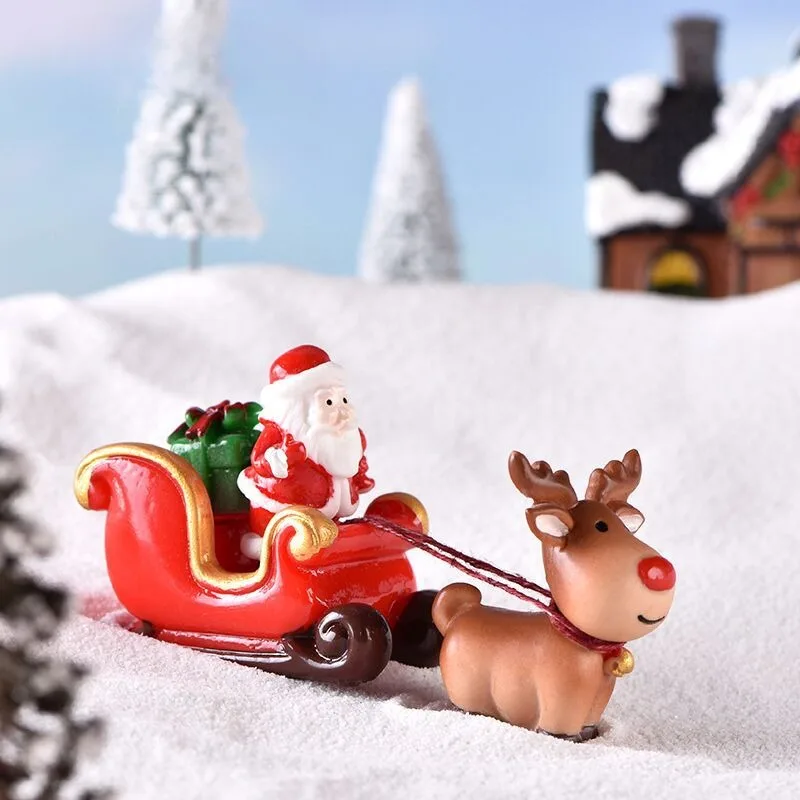 Set completo de figuritas navideñas con Santa, reno y trineo