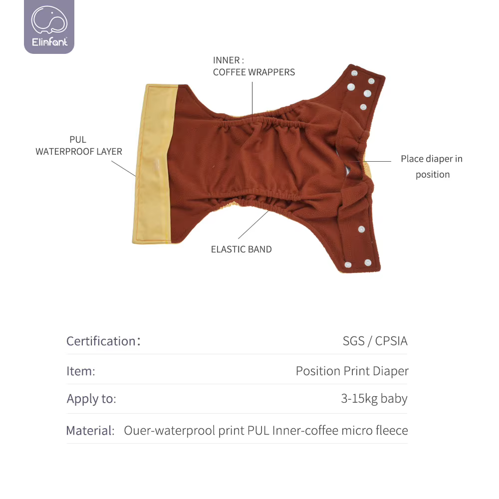 Pañal de tela impermeable ajustable para bebé – Lavable y reutilizable - imagen 2