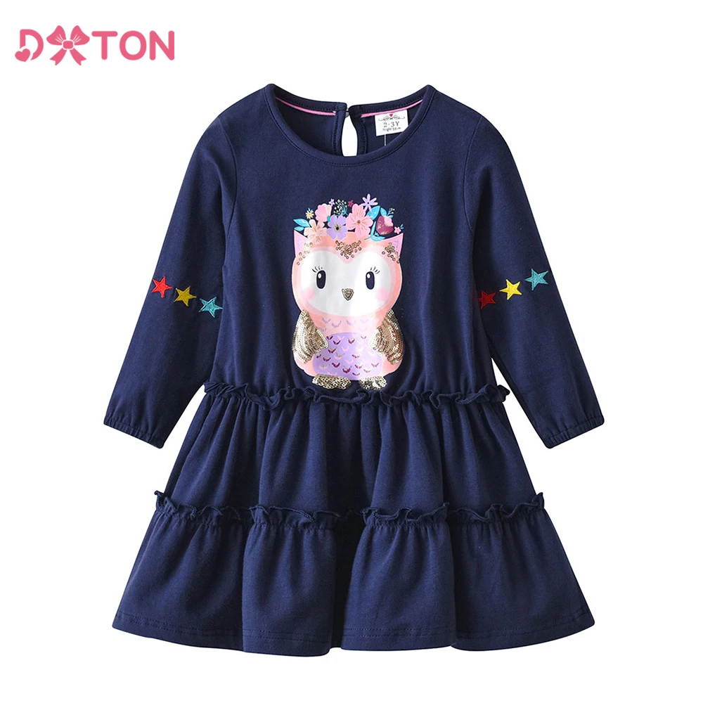 Vestido infantil DXTON de algodón con estampado de búho