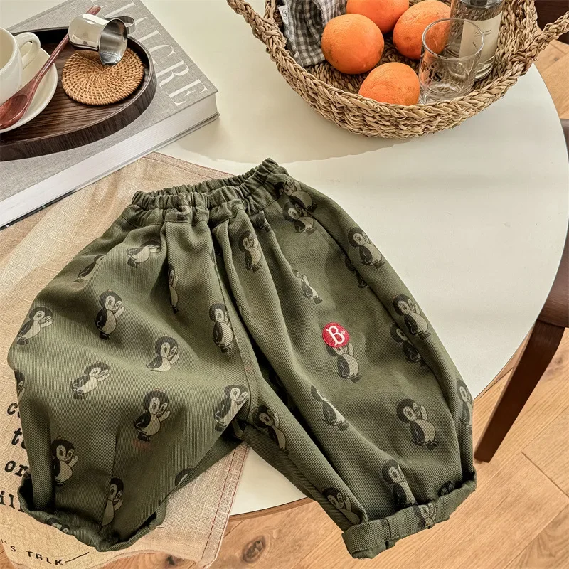 Pantalones harem para niños con estampado de pingüinos – ropa cómoda - imagen 3