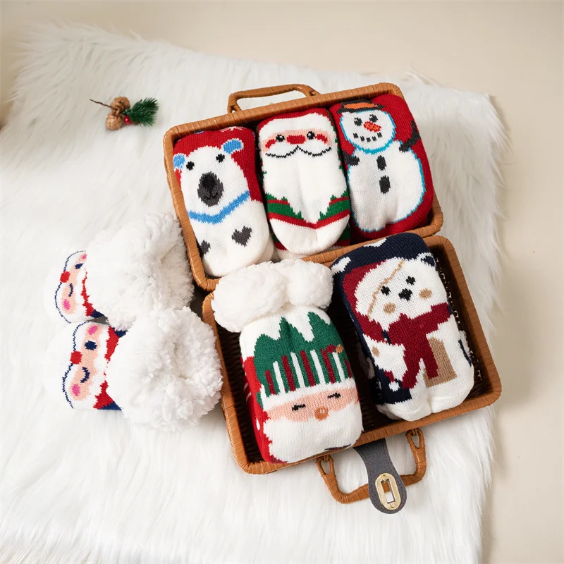 Calcetines navideños térmicos antideslizantes de algodón para niños - imagen 5