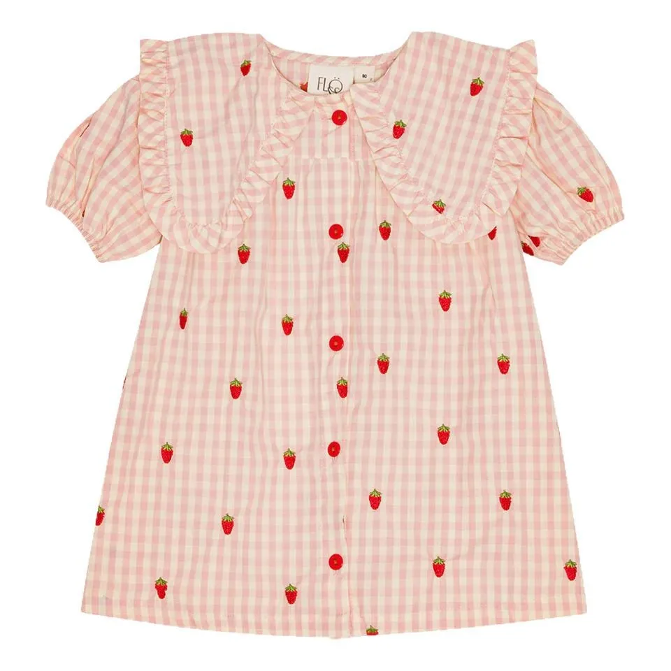 Vestido algodón estampado con fresas para niña en verano - imagen 3