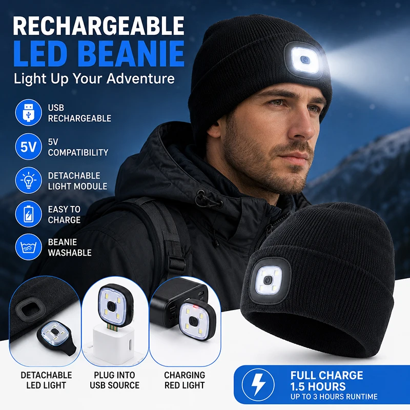 Gorro con luz LED recargable para correr y actividades al aire libre - imagen 5