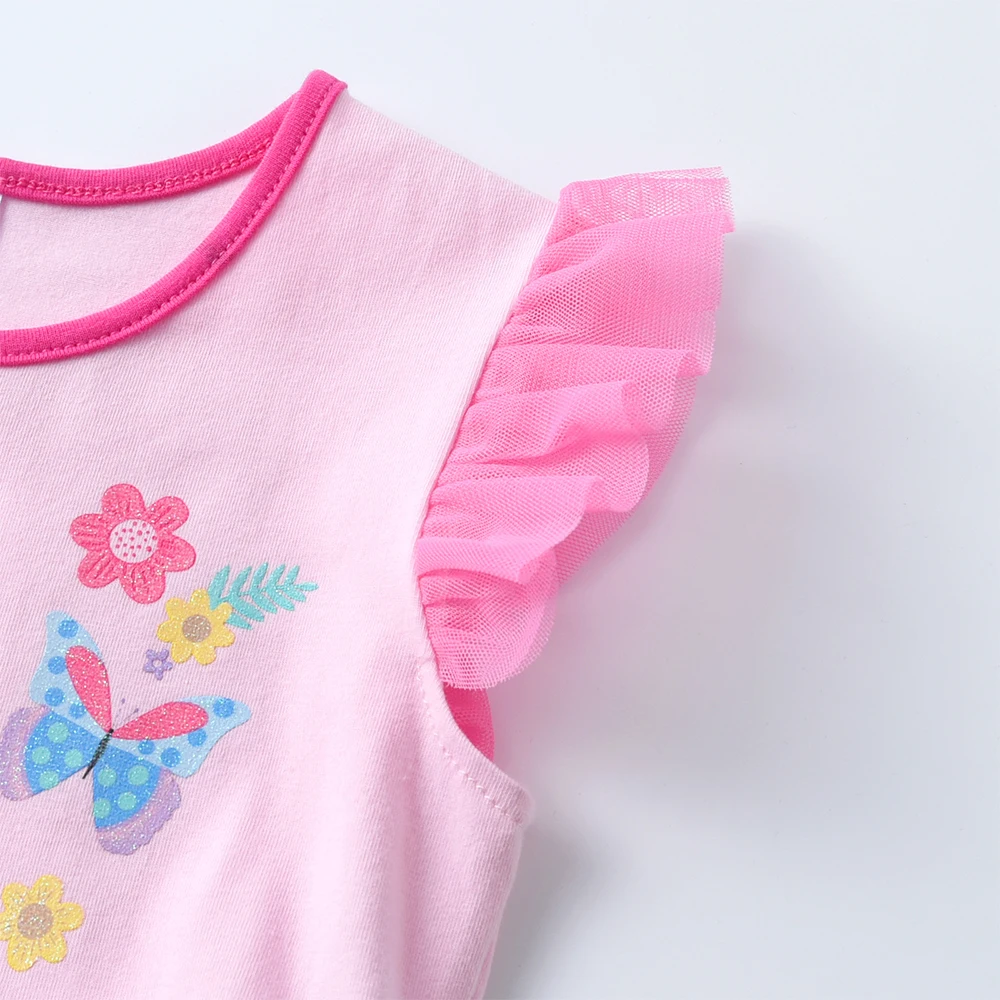 DXTON vestido de verano infantil con manga de volantes floral - imagen 4