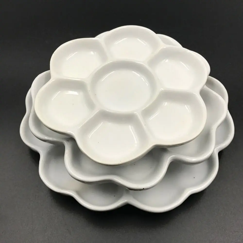Paleta de pintura cerámica blanca portátil con compartimentos - imagen 5