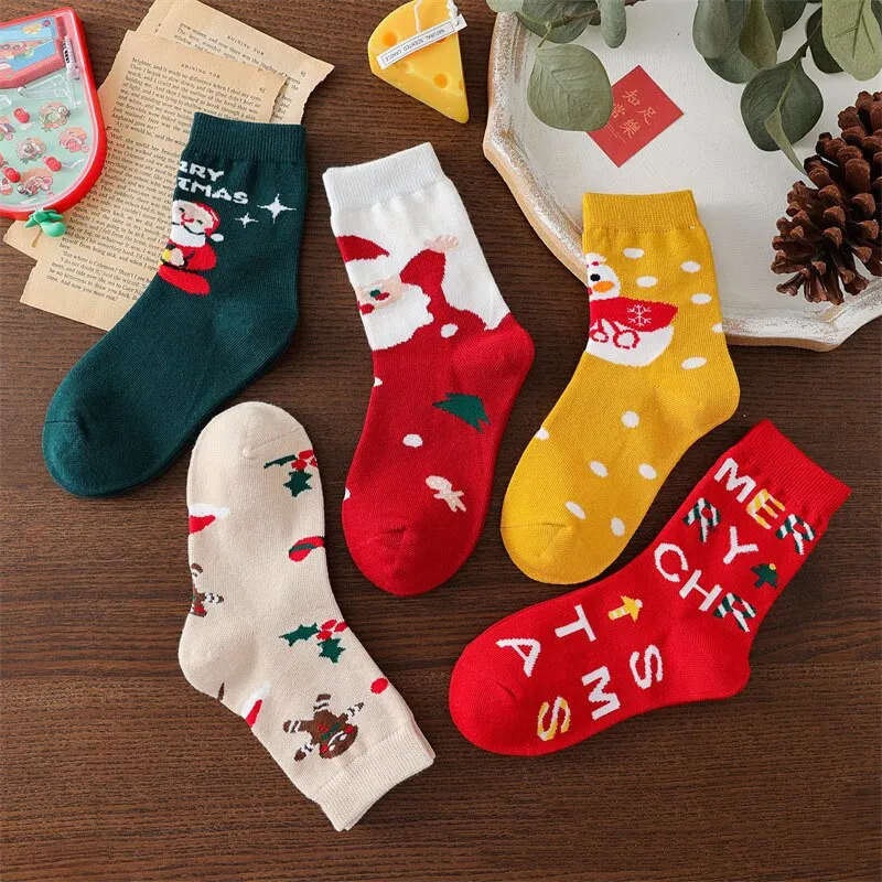 Calcetines navideños de algodón con Papá Noel para niños - imagen 5