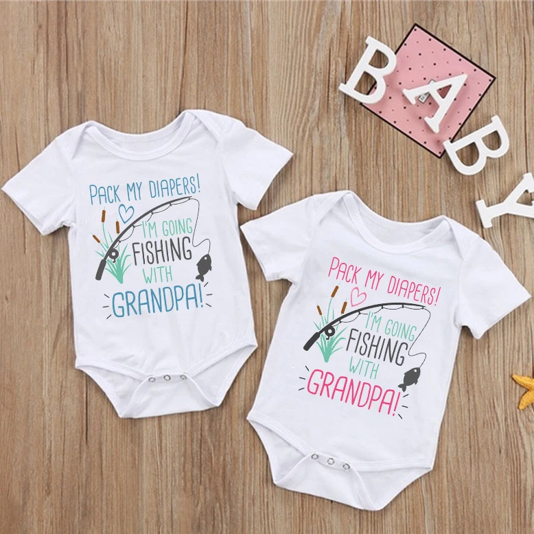 Body pesca abuelo y nieto – Bodysuit infantil divertido para bebé - imagen 3