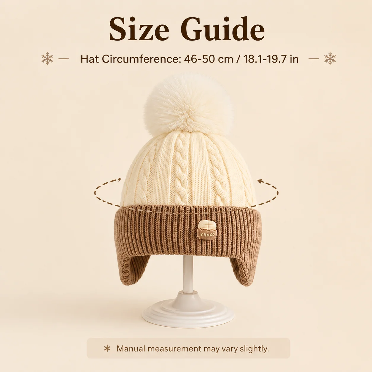 Gorro de punto cálido para bebé con protección de orejas otoñales