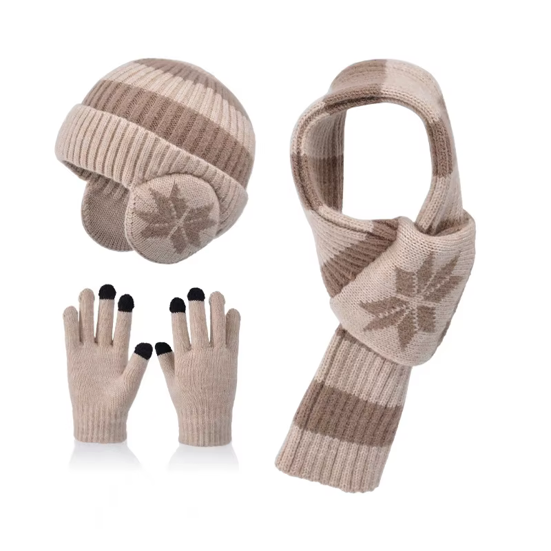 Conjunto de invierno gorro bufanda y guantes con orejeras - imagen 3