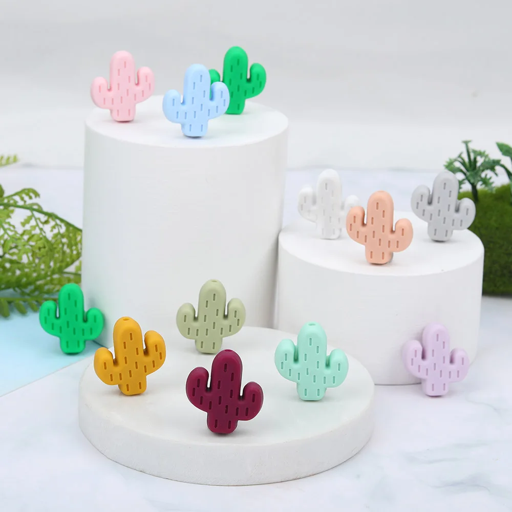 Cuentas de silicona con motivo cactus y hojas para bisutería - imagen 3
