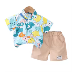 Conjunto verano bebé niño: camiseta y shorts de dibujos animados