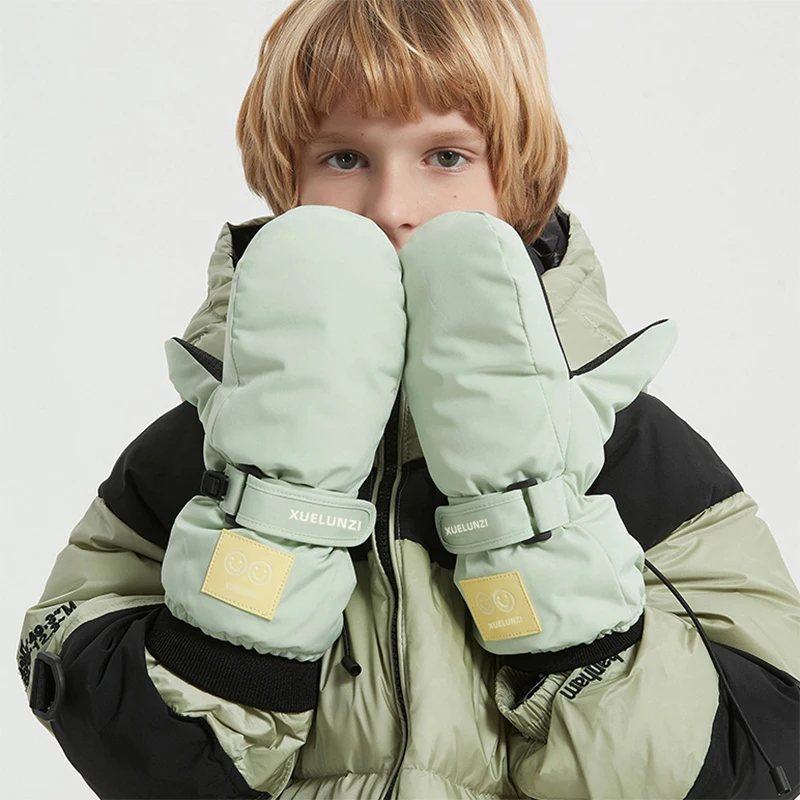 Manoplas infantiles impermeables para nieve con puños largos cálidos - imagen 4