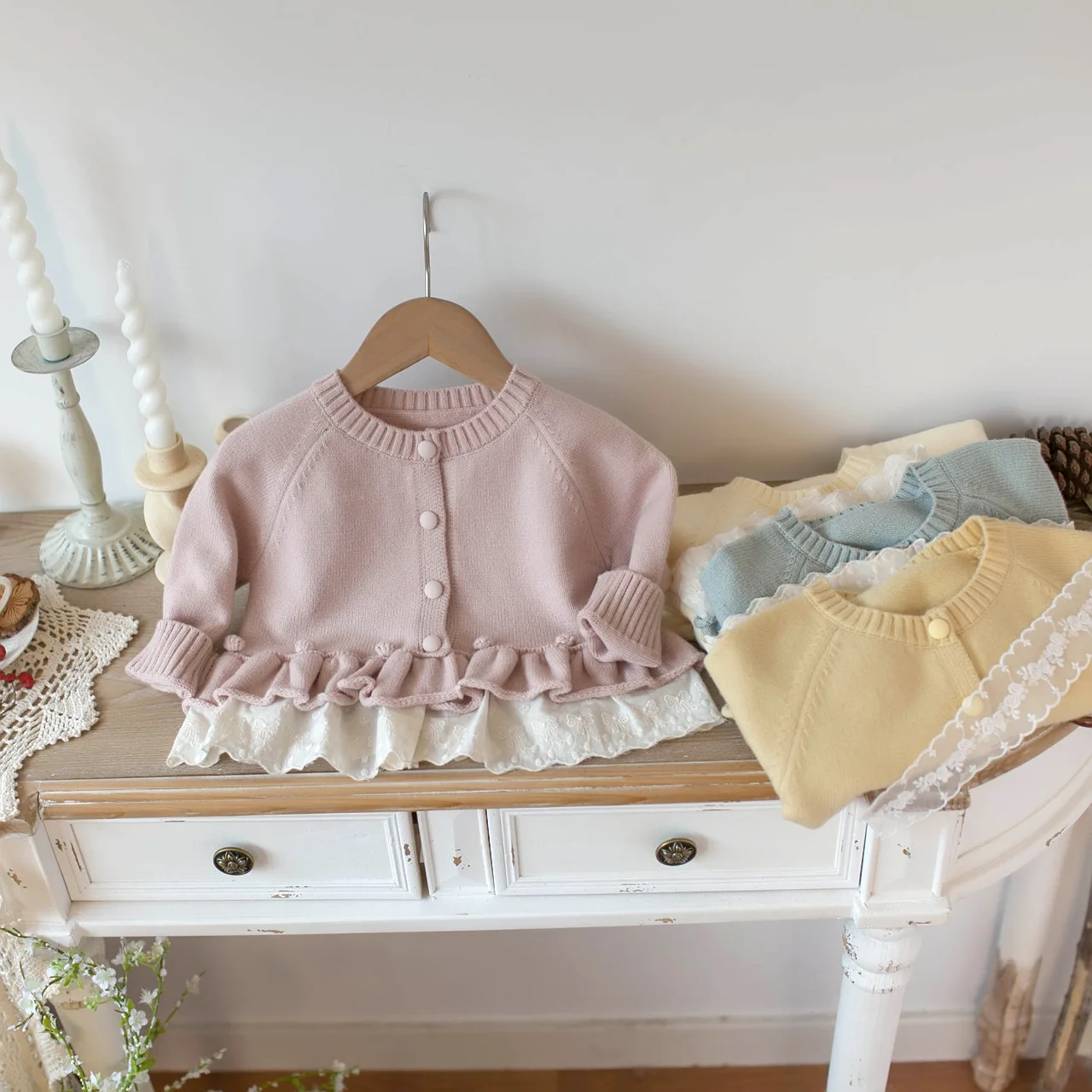 Milancel jersey de primavera para bebé niña – punto con encaje - imagen 3