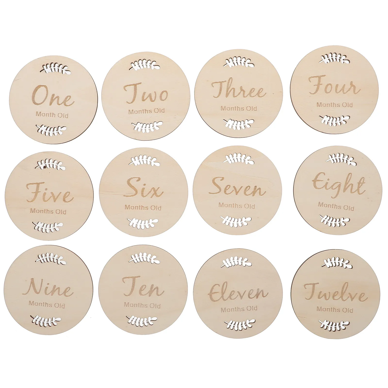 Tarjetas de crecimiento mensuales de madera para bebé grabadas - imagen 3