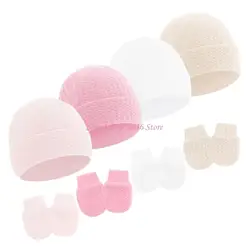 Gorro para recién nacido con guantes antirrayas suaves a juego