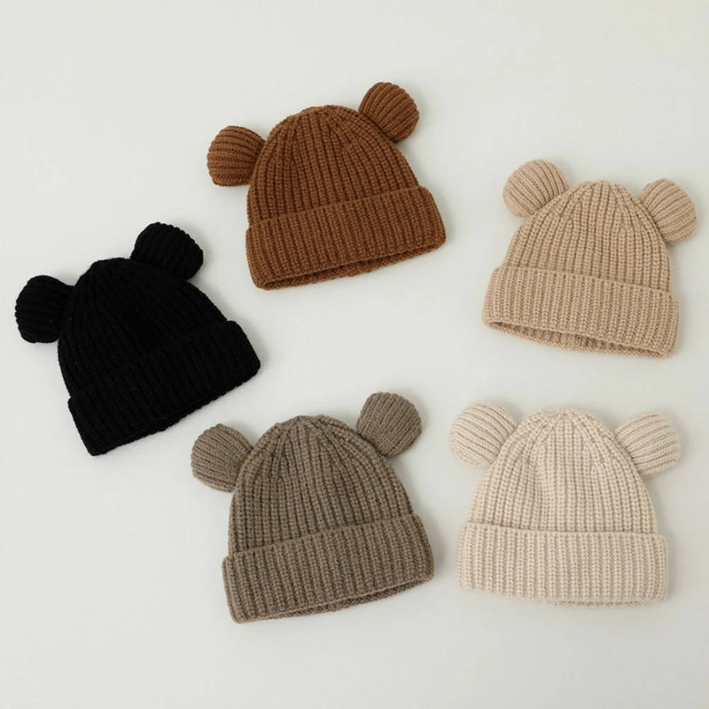 Gorro con orejas de oso en algodón ganchillo para bebés otoño invierno - imagen 4