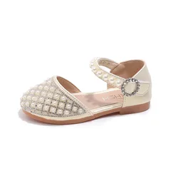 Zapatos de cuero para niñas tipo princesa con brillo de fantasía