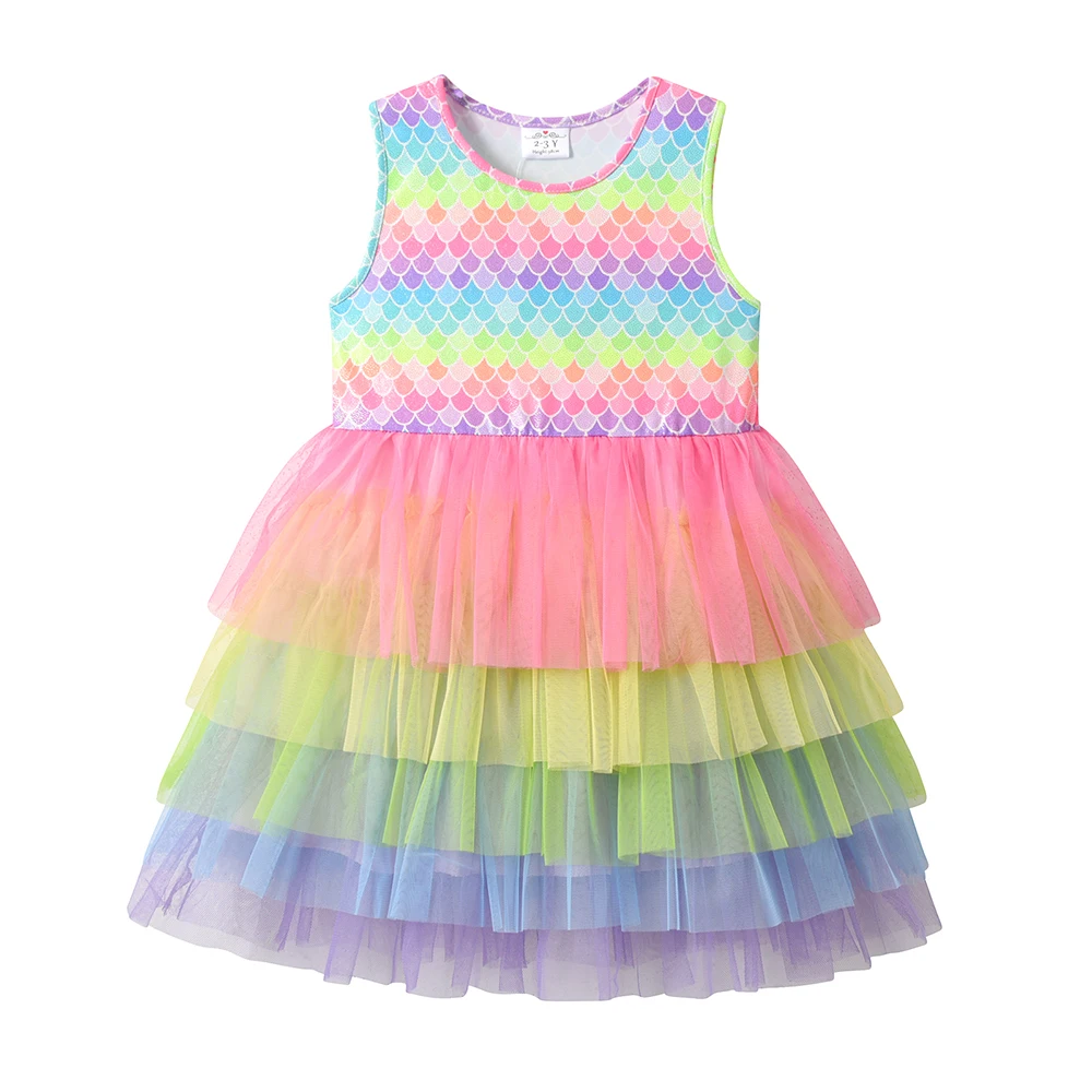 DXTON Vestido de sirena infantil sin mangas estilo princesa verano