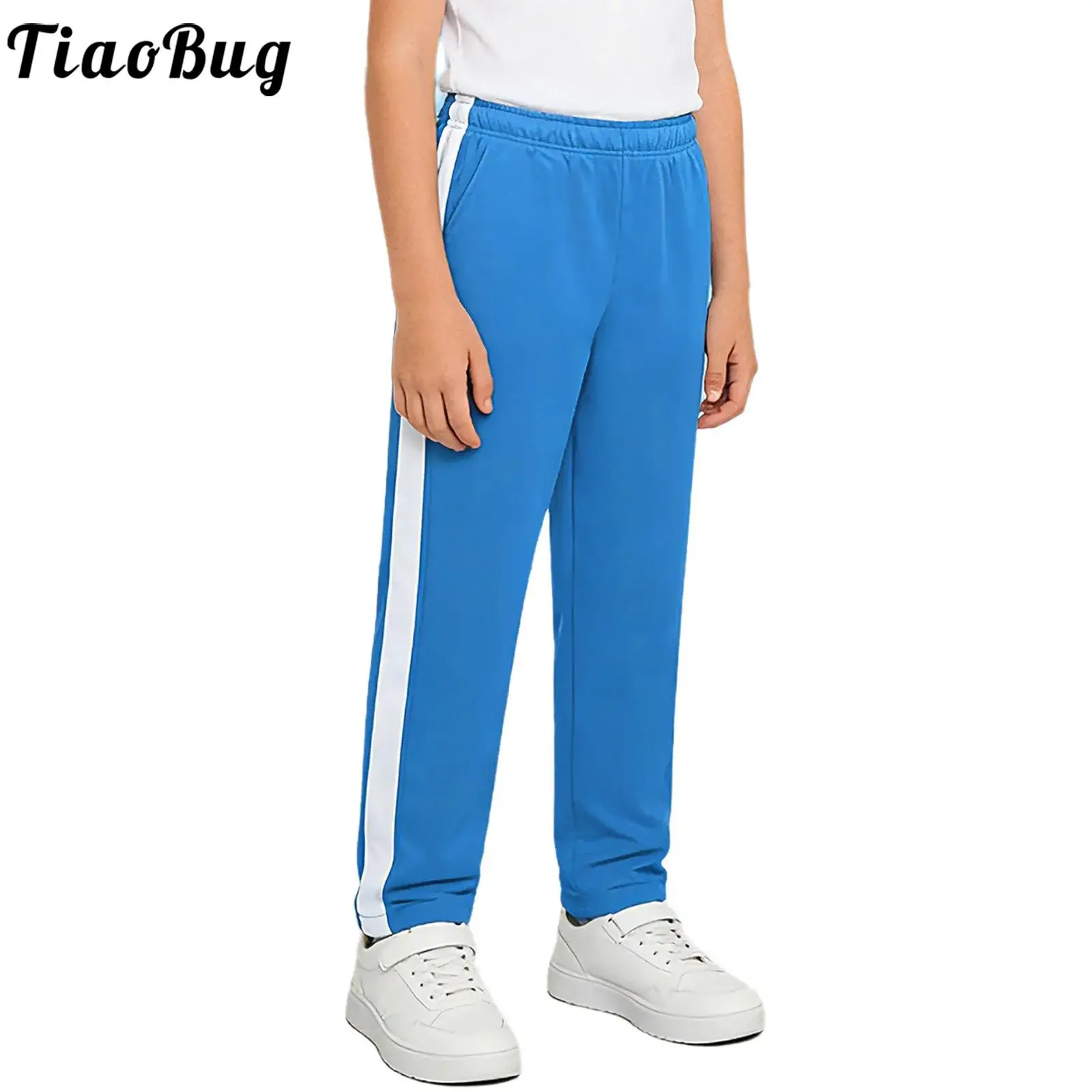 Pantalones deportivos unisex con rayas – Cintura elástica y bolsillos