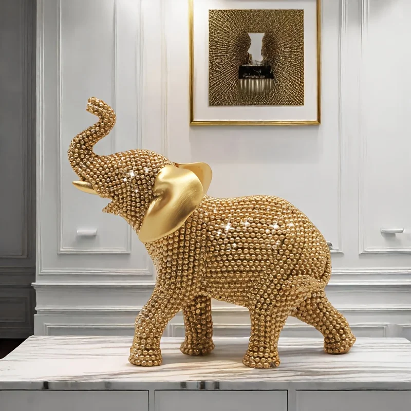 Elefante ornamental dorado con estilo para decoración