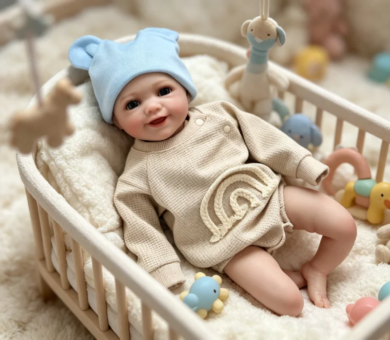 Muñeca bebé reborn realista de piel 3D sonriente y cabello pintado - imagen 3