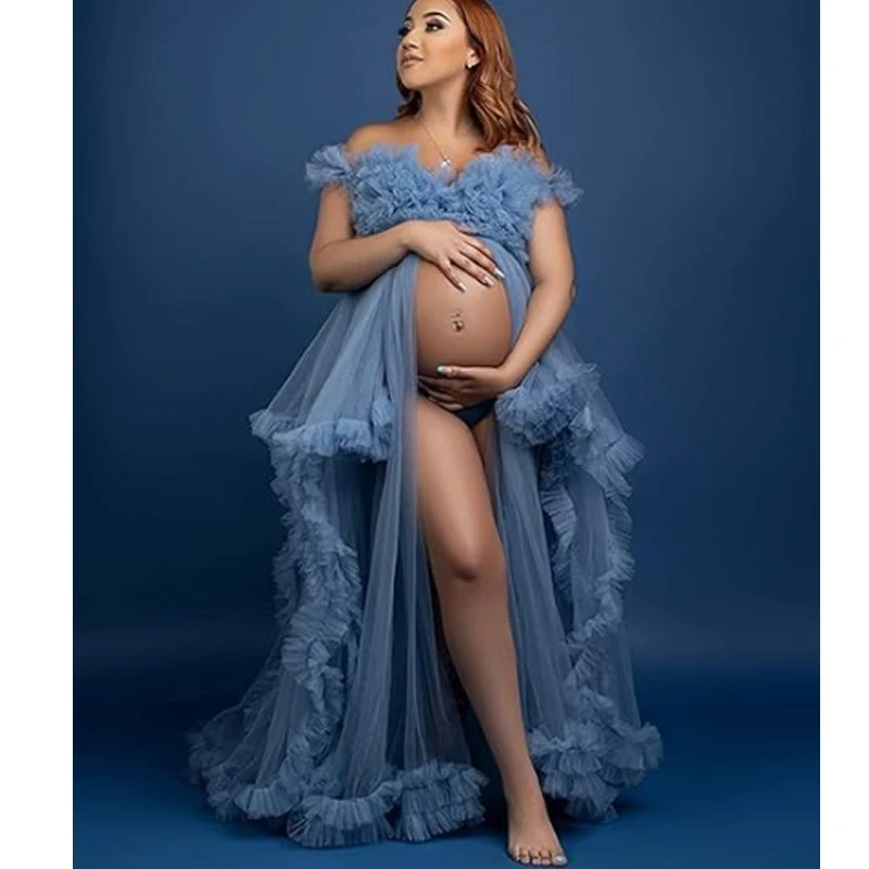Vestido de tul con volantes para fotos de maternidad – Embarazada - imagen 4