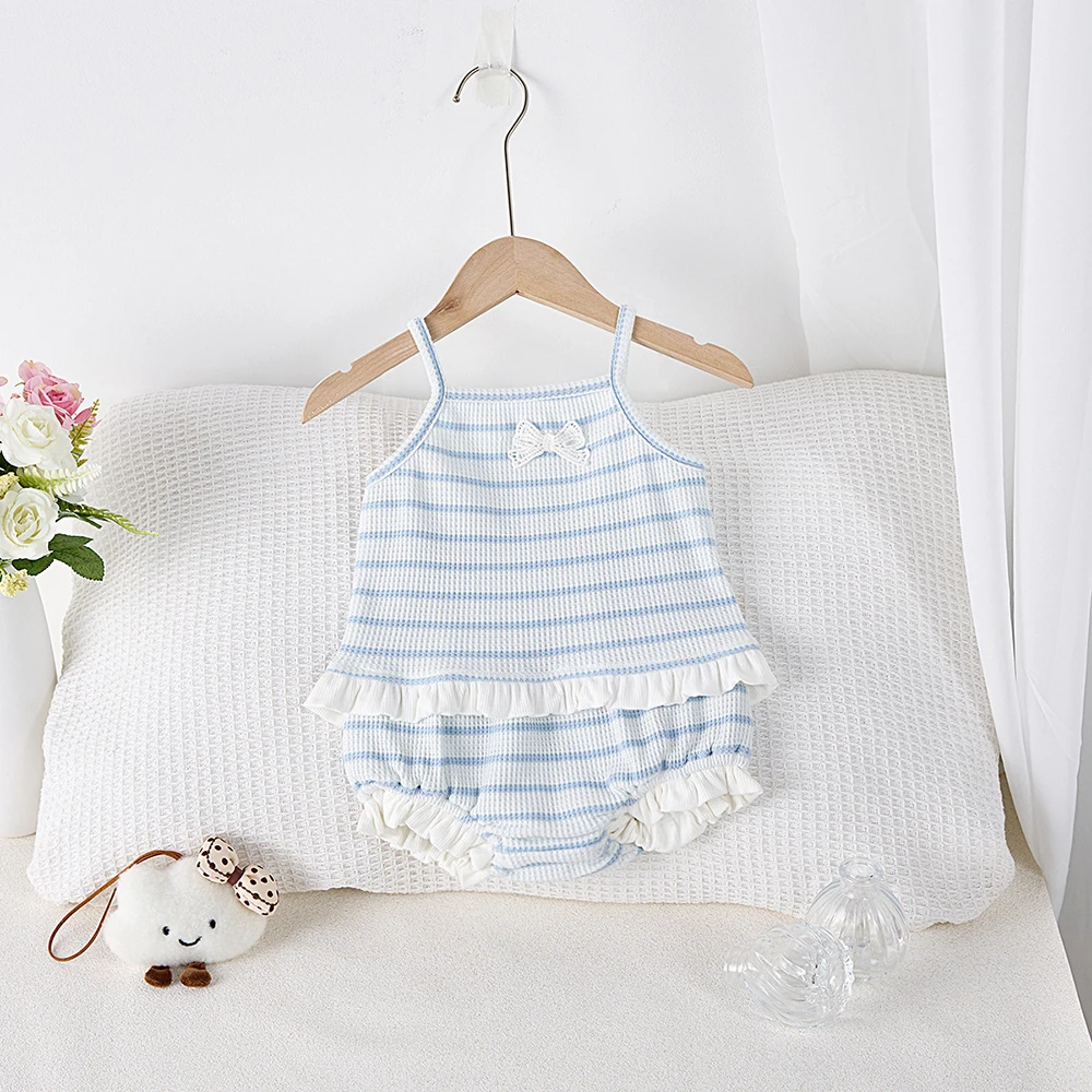 Conjunto verano rayas para niña 0-3 años con camisola y bombachos - imagen 2