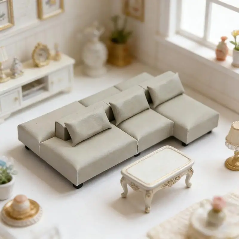 XXFE Sofá para casa de muñecas, muebles de sala con tela suave - imagen 3