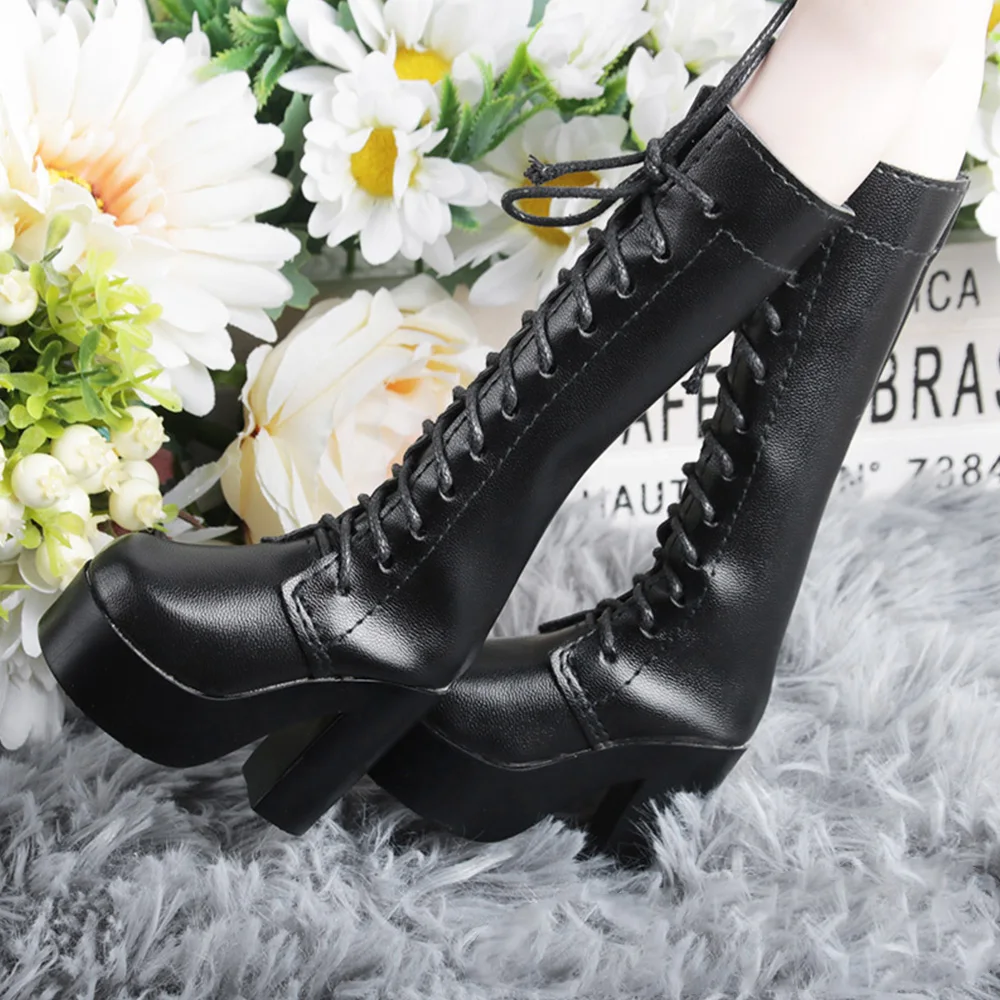 Botas miniatura PU premium de lujo para muñecas con tacón elegante