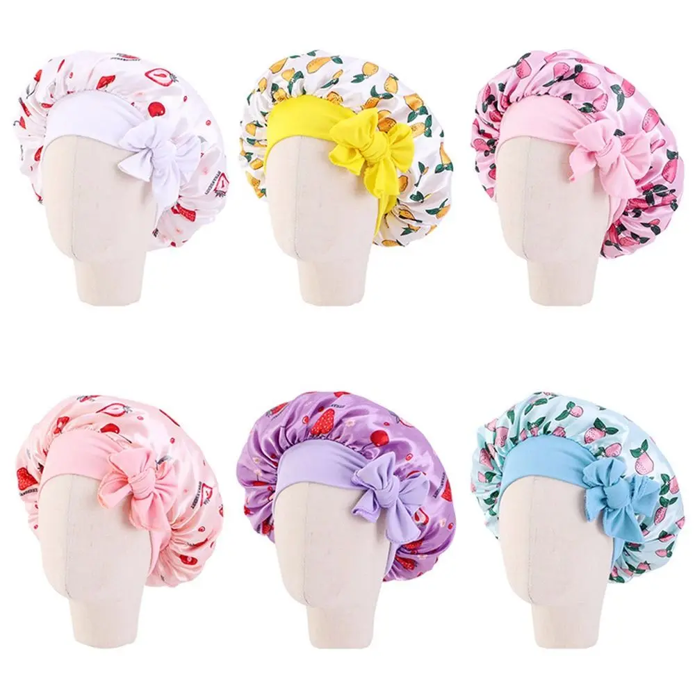 Gorro de dormir tipo satén con lazo para niños y niñas
