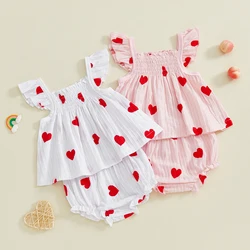 Tregren conjunto de verano para bebé con corazones y volantes