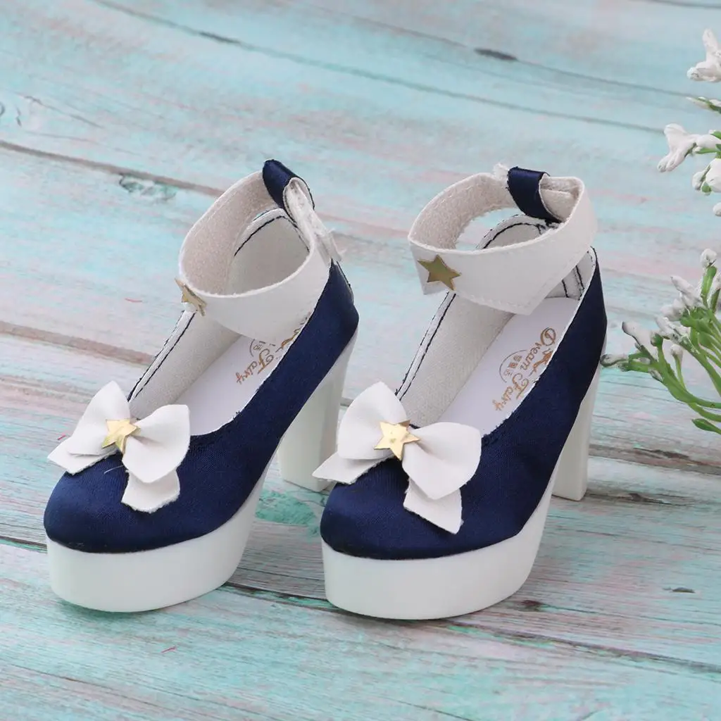 Zapatos de muñeca tacón alto BJD estilo Lolita con lazo textil - imagen 3