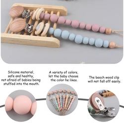 Sujetachupetes de silicona y madera natural para bebé