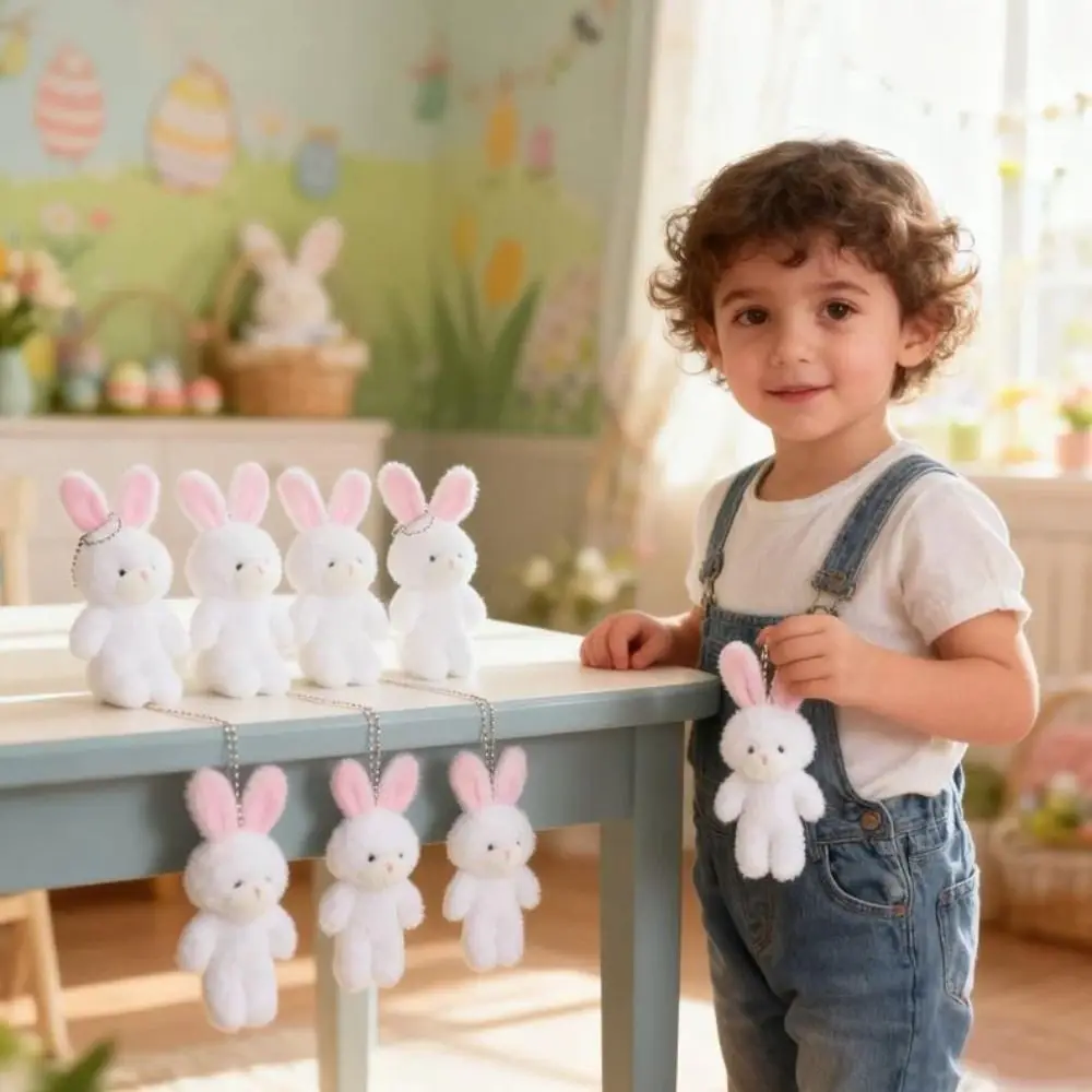 Llavero de peluche conejo blanco suave para niños - imagen 2
