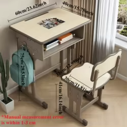 Escritorio infantil con silla ajustable y gancho para bolso - 45x70 cm