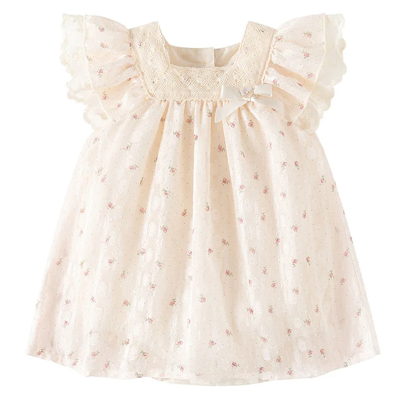 Vestido de verano algodón para niña recién nacida con lazo - imagen 3