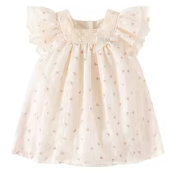 Vestido de verano algodón para niña recién nacida con lazo