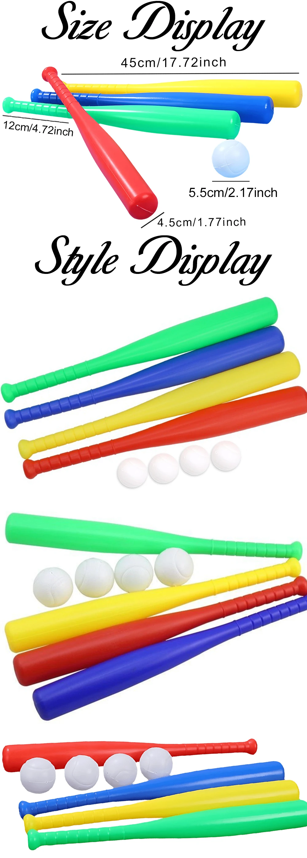 Bate de béisbol infantil de plástico en varios colores
